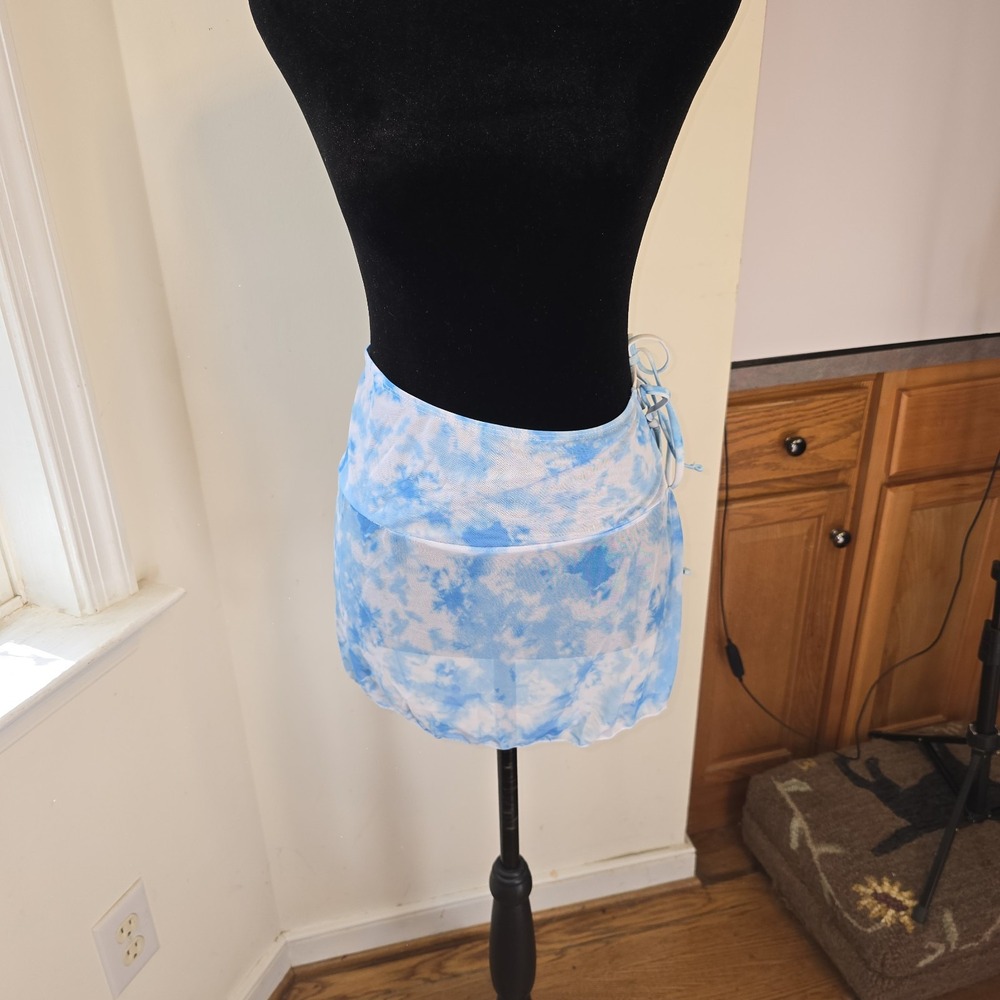 Tie-Dye Mesh Skirt Cover-Up Womens Size Medium‎ Two Side Hip Ties